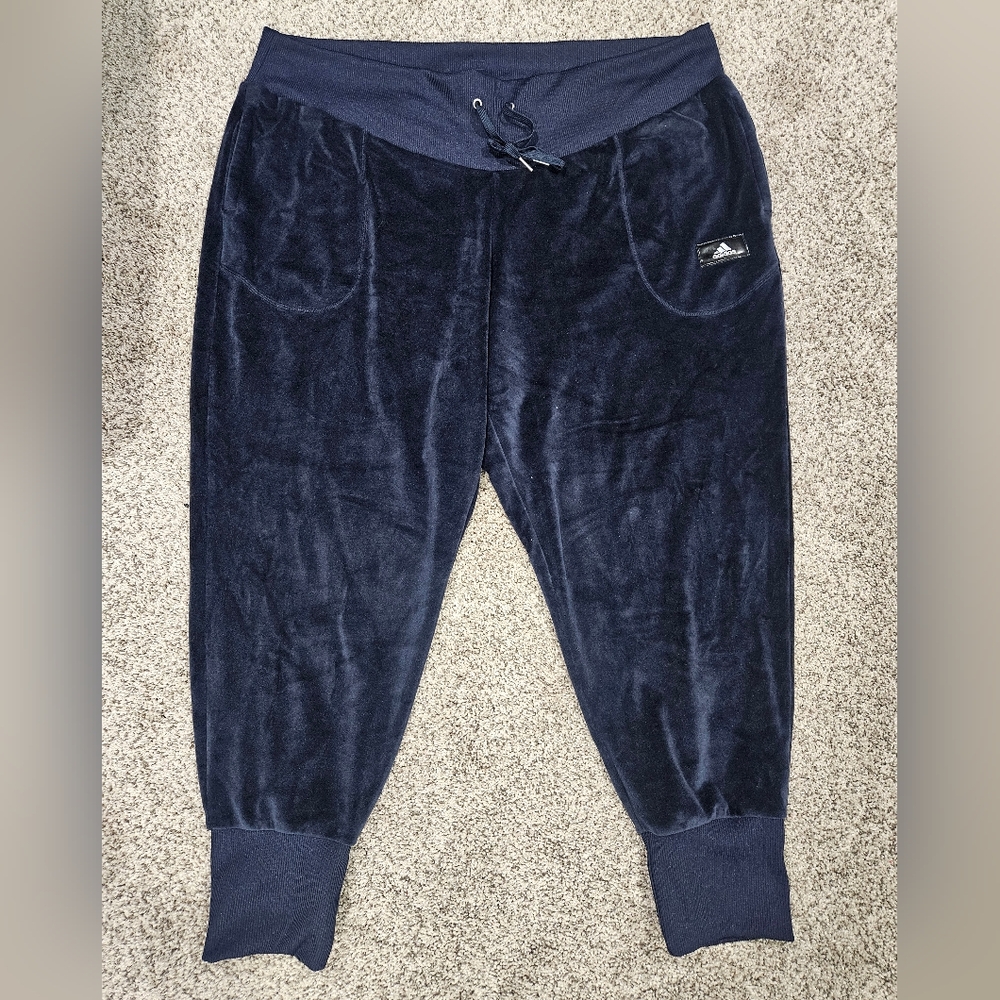 Adidas women's blue velvet joggers